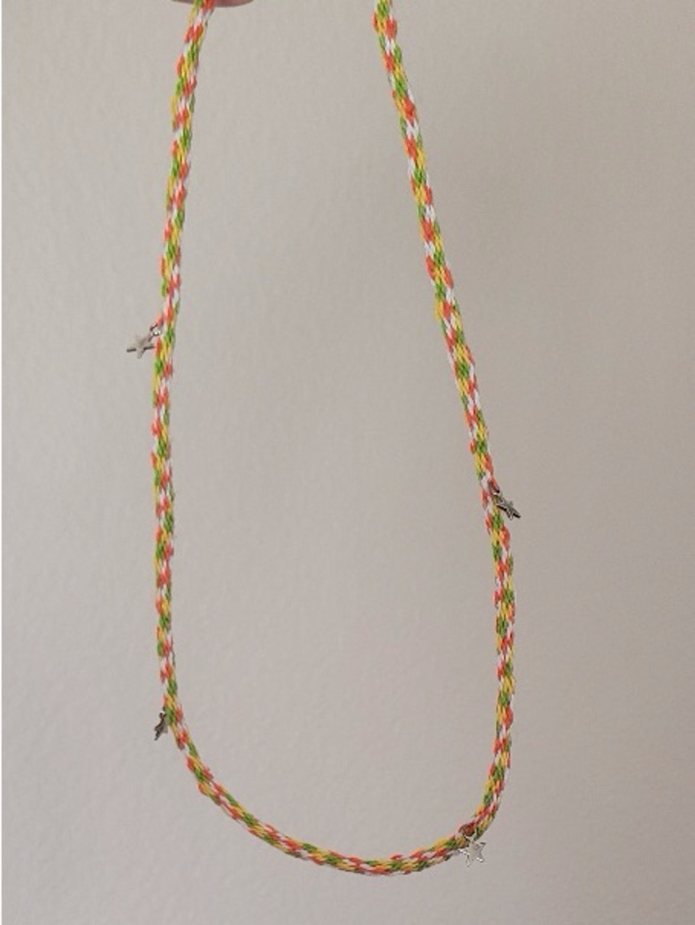 Handmade Braided Star Charm Necklace in Yellow orange green white unisex - Picture 7 of 10